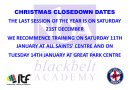 christmas closedown details